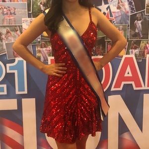 Sherri Hill Bright Red Sequin Short Dress Size 2